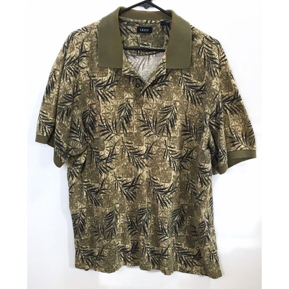 Izod Polo Shirt Men's XL Olive Green Pattern - Picture 1 of 8